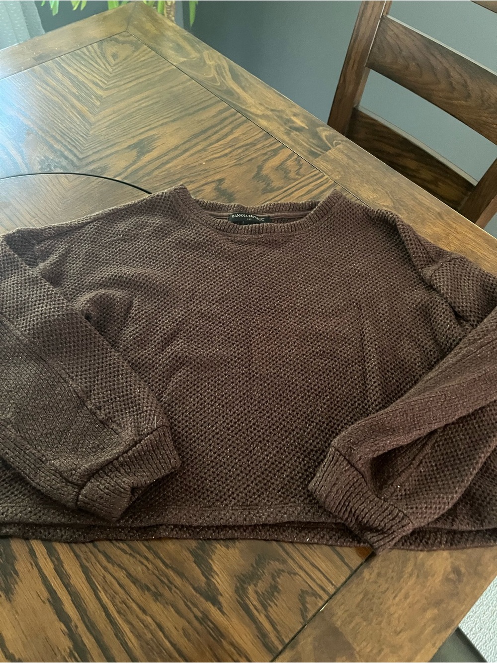 Banana Republic Women’s M Brown Knit Crew Neck Cotton Pullover Sweater # 622